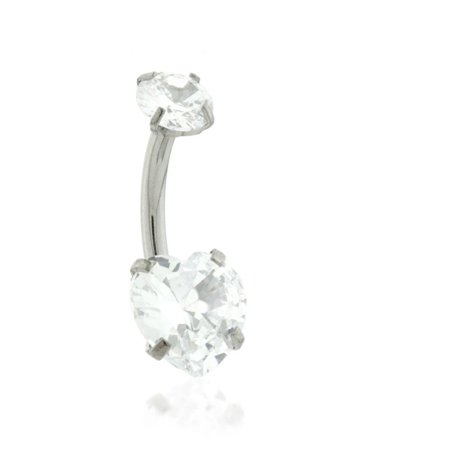 Titanium Heart Gem Navel Bar