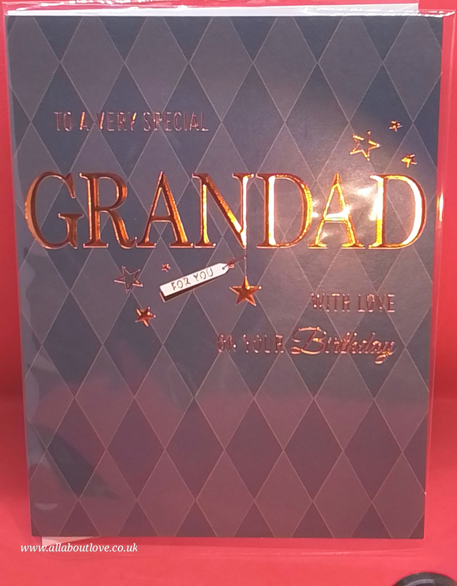 Grandad Birthday Card Modern Design Foil Writing.