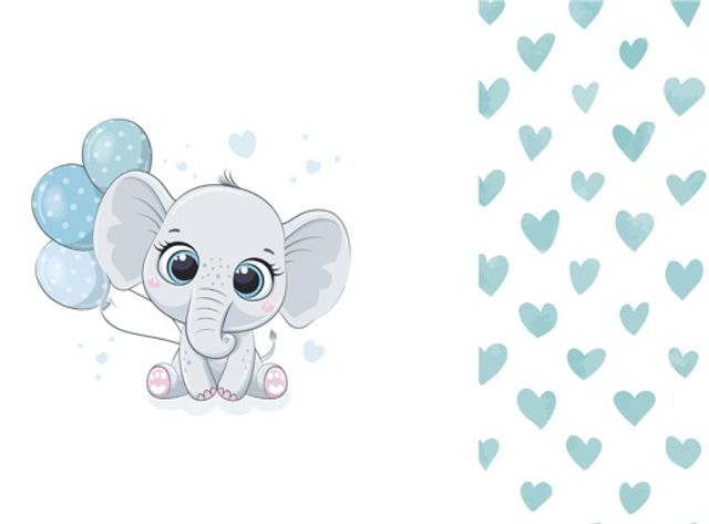 Panel 50x155 mit Kombi Stoff Elefant weiß blau 