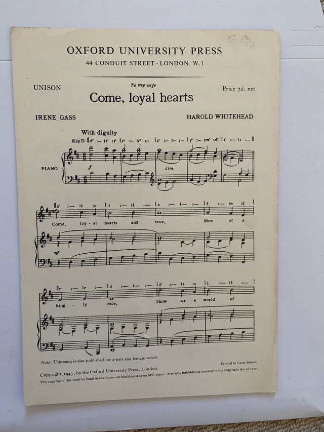 Come Loyal Hearts Unison Sheet Music