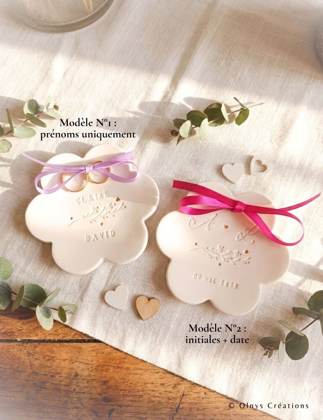 Coupelle porte alliances 2 MODÈLES personnalisables en argile ~ Mariage