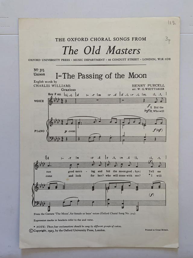 I Passing of the Moon Oxford Choral Song Sheet Music