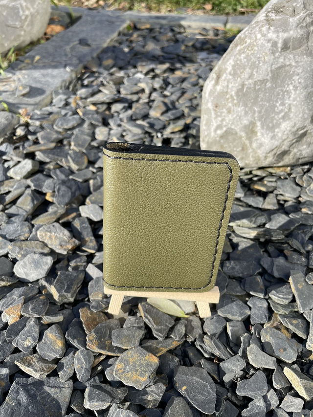 Porte-cartes double kaki/noir