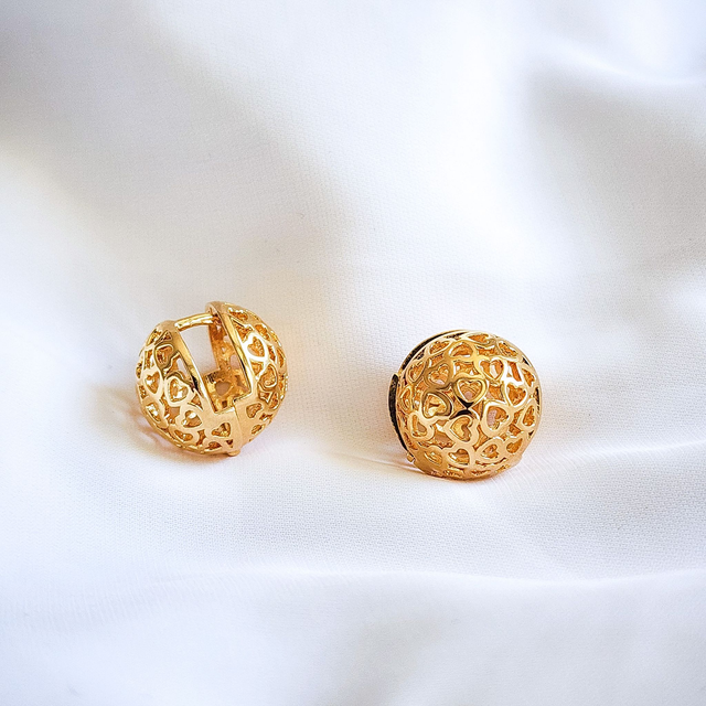 Brinco Globo Corações Click - Ouro