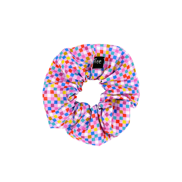 Rightsized Scrunchie - Pink Check - Japanese Cotton