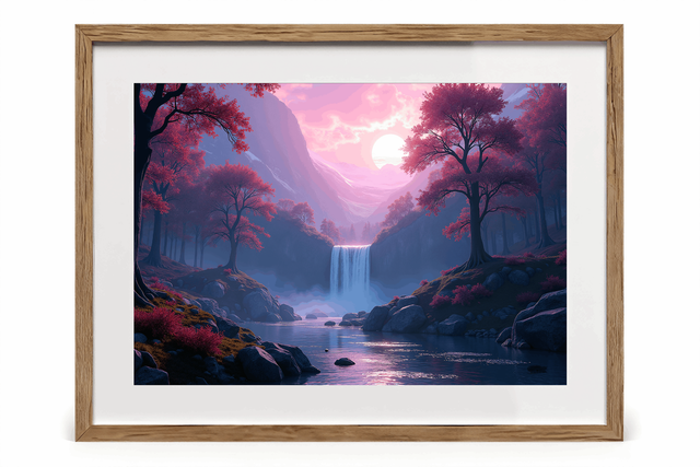 Photo encadrée Rivière Japonaise & Cascade – Tirage d’art qualité musée, décoration zen inspirée du Japon