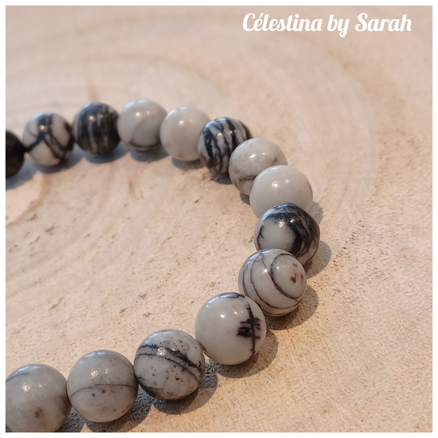 Bracelet Jaspe Zèbre 8mm Taille Homme
