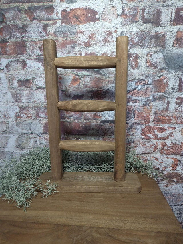 Teak houten ladder, 3 treden