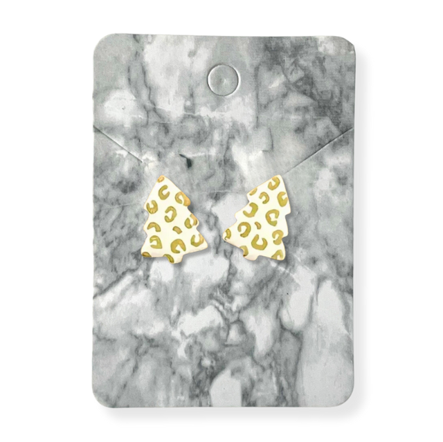 Christmas tree stud - gold leopard