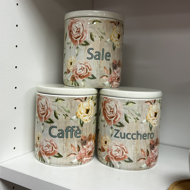 Tris barattoli ceramica roses 