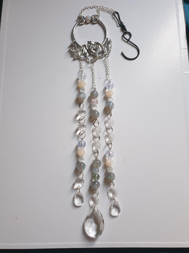 Suncatcher  - Dragon 3 Strand Grey Beaded