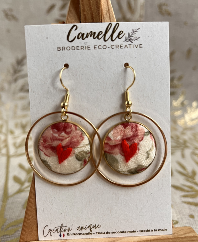 Boucles d’oreilles fleurie rouge