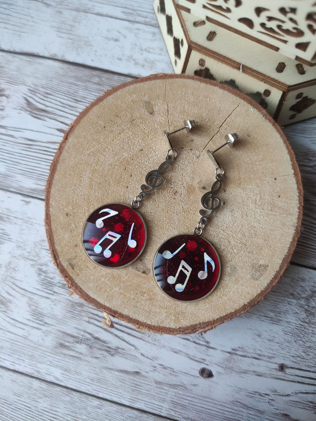 Boucles &quot;Dolce&quot; rouge acier inoxydable 