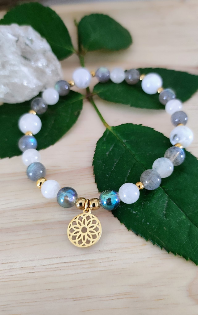 Bracelet "Pierre de Lumière et de Réconfort" Péristérite - Labradorite