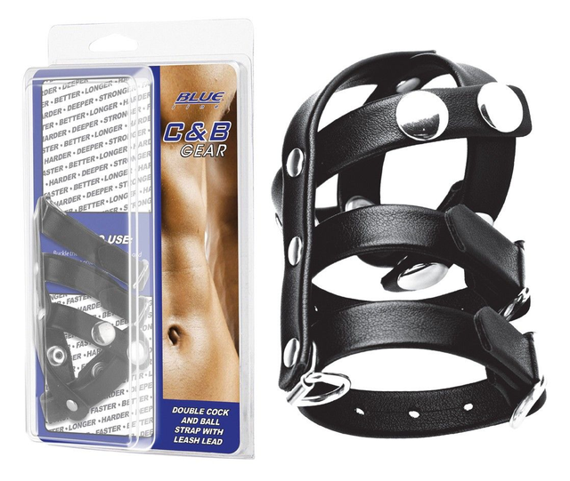 BLUE LINE C&amp;B GEAR Double Cock And Ball Strap With Leash Lead