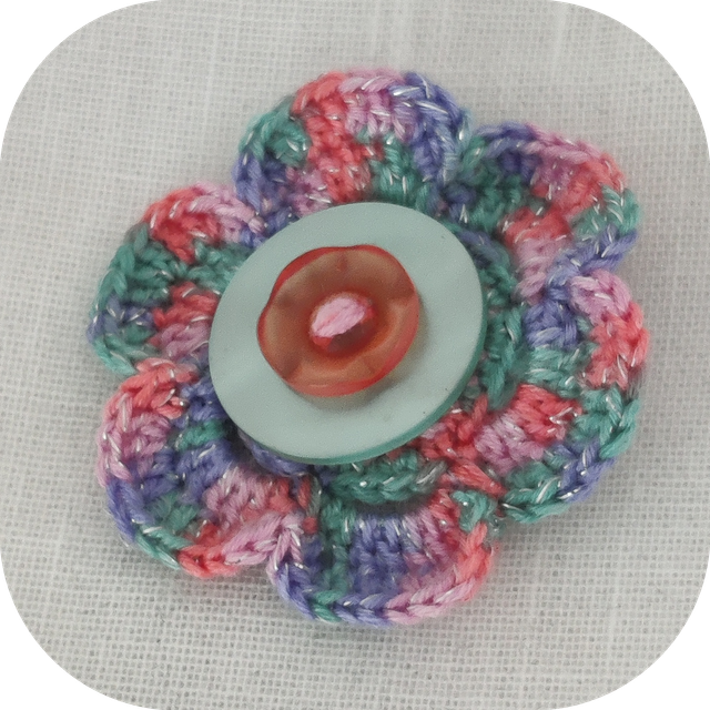 Barrette Bijoux Crochetée et Bouton Bleu 2 pince crocodile