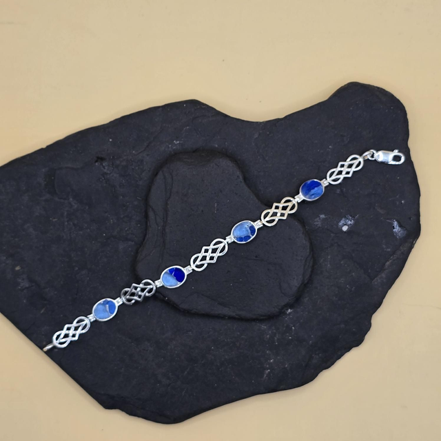 925 Celtic Scottish Seaglass Bracelet Sterling Silver