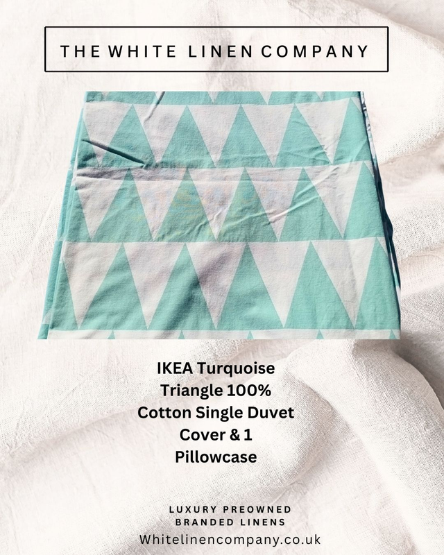 Ikea - Turquoise Triangle Pattern Single 100% Cotton Duvet Cover - Very Pretty (1)