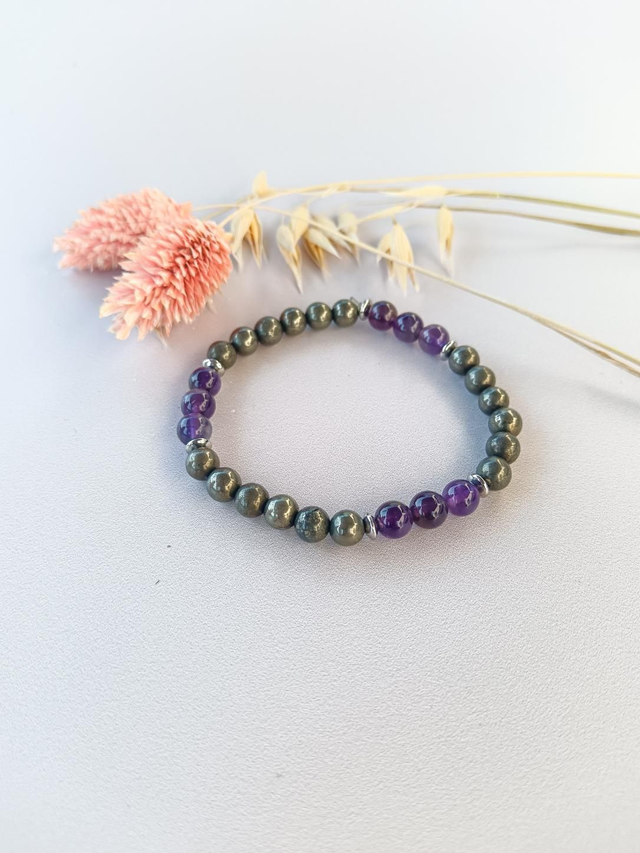 Bracelet Améthyste et pyrite 