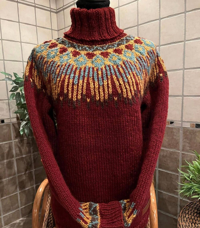 Hopi Polar Sweater Kit - Col 09 (Red Vams) - Wool &amp; Pattern - Linka Neumann