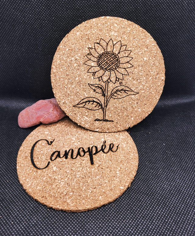 Dessous de verre en liège au motif &quot;Tourtosol&quot;