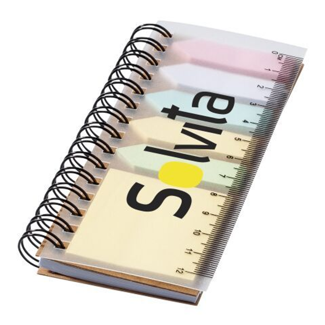 Spinner spiral notebook with coloured sticky notes
