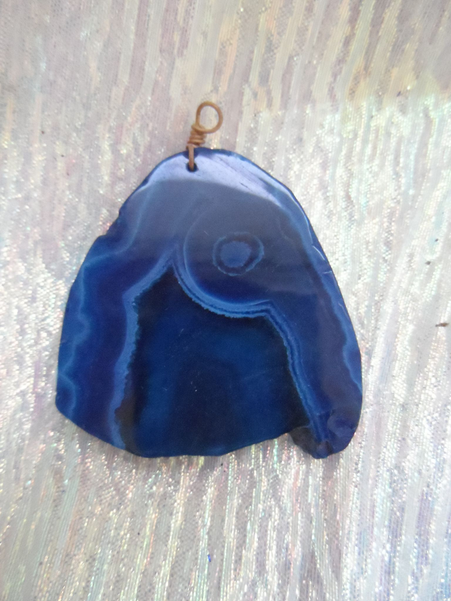Pendentif tranche Agate bleue