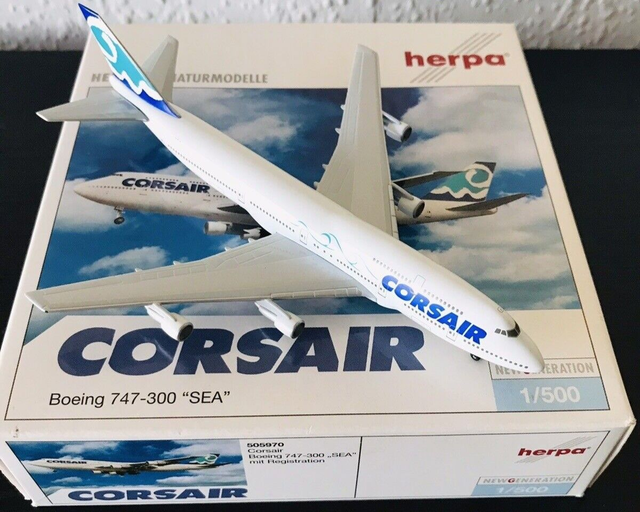 Corsair B747-300 (F-GSEA), "SEA", 1:500 Herpa