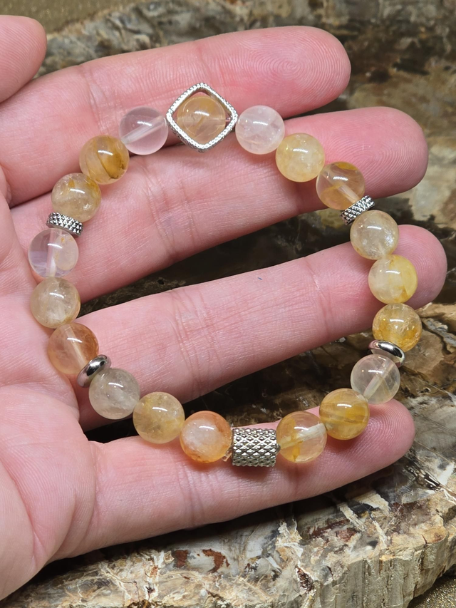 Bracelet Quartz Hématoïde jaune 0,8 cm