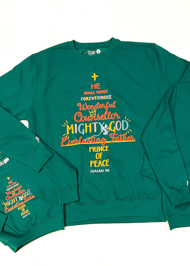 Names of Jesus Sweatshirt in Green -  Isaiah 9:6 [ADULTS]
