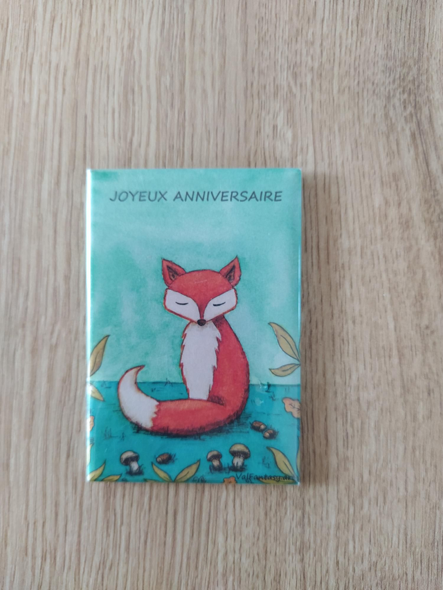 Magnet "Renard anniversaire" 7,8 x 5,3cm