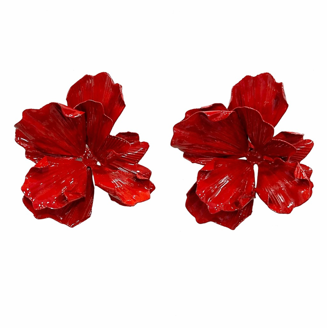 Pendientes flor roja 