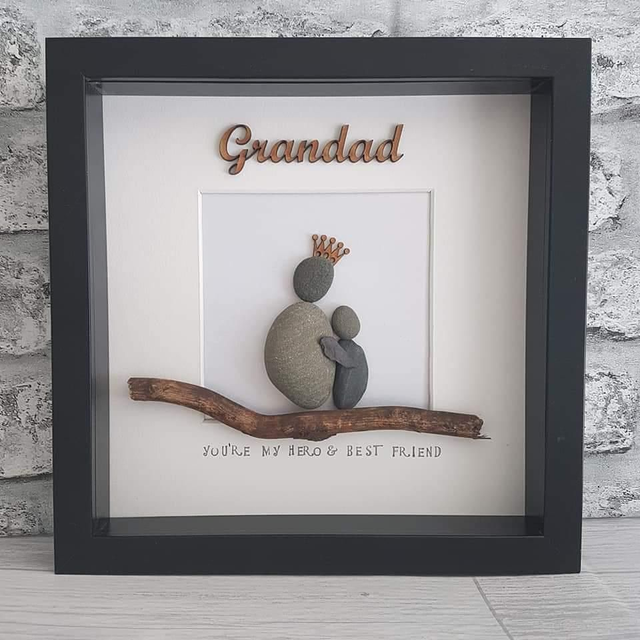Grandad, you&#039;re my hero and best friend pebble picture | Gift for Dad, Daddy | Gifts for him | Fathers Day
