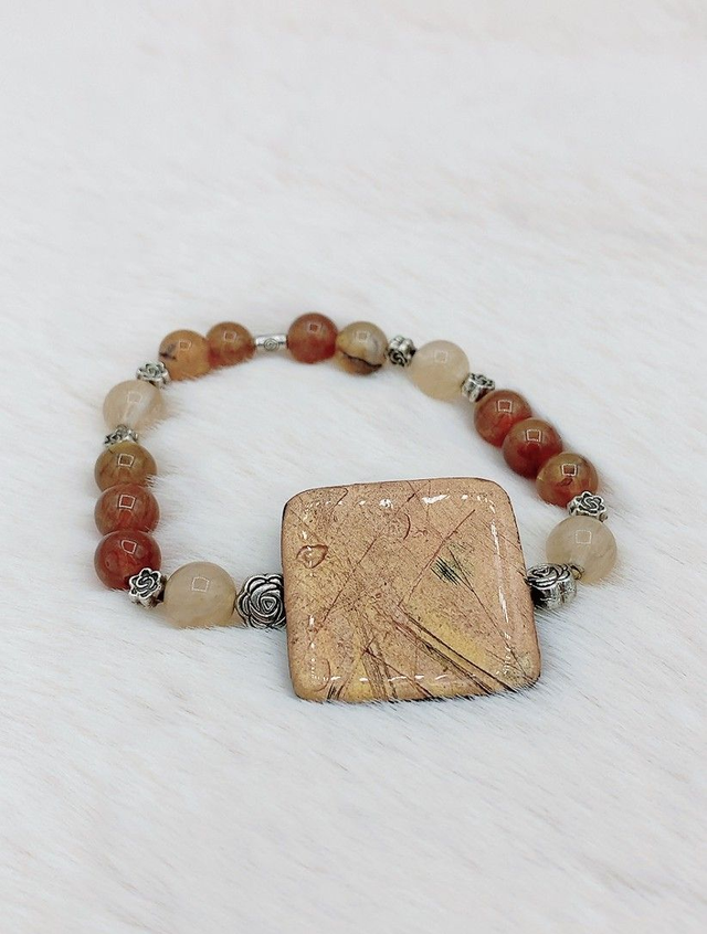 Bracelet "Eclat Naturelle" , Agate et citrine