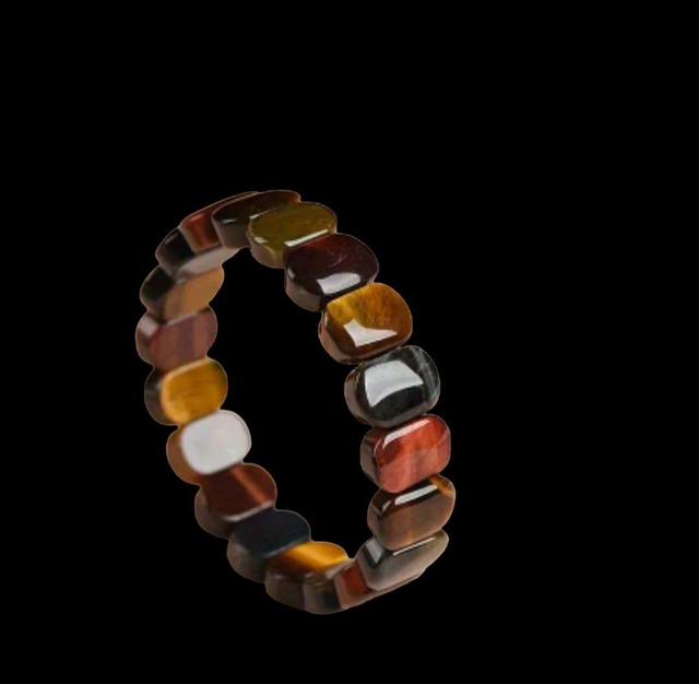 Bracelet Énergétique en Œil de Taureau, Œil de Tigre et Œil de Faucon
