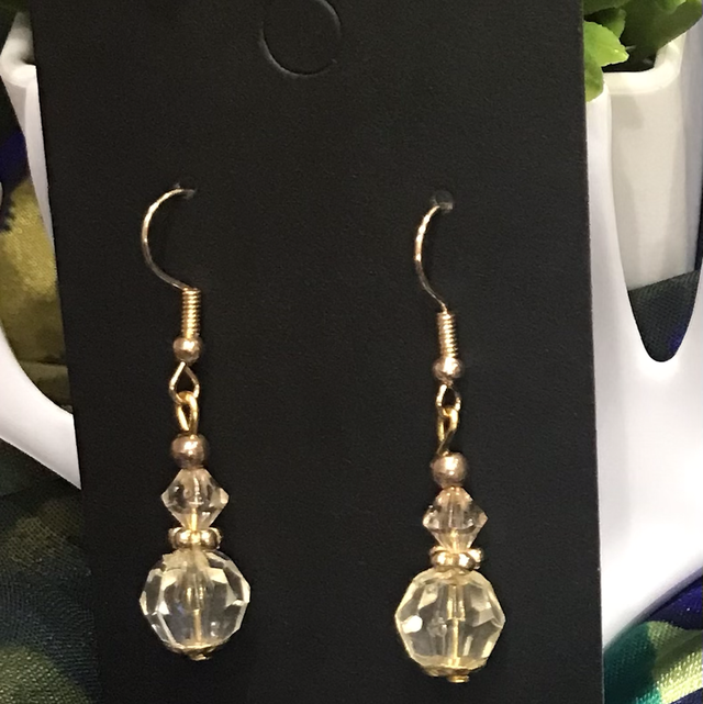 Peach &amp; Silver Dangling Earrings- PCDE20