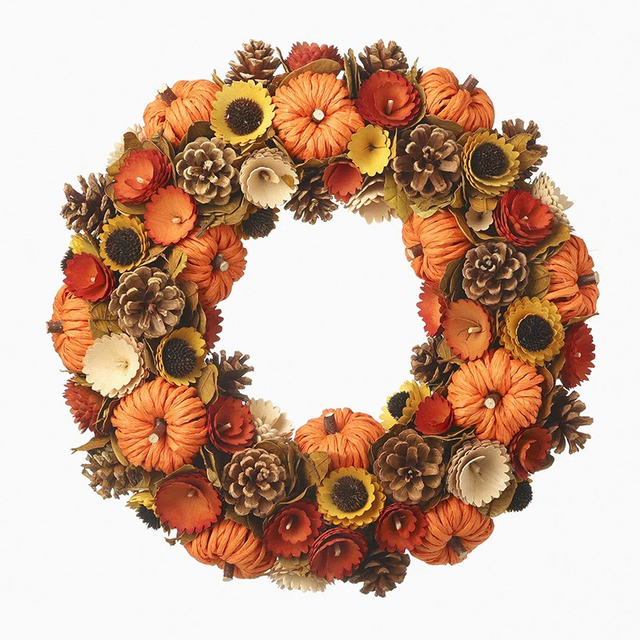 Orange Pumpkin &amp; Sunflower Wreath