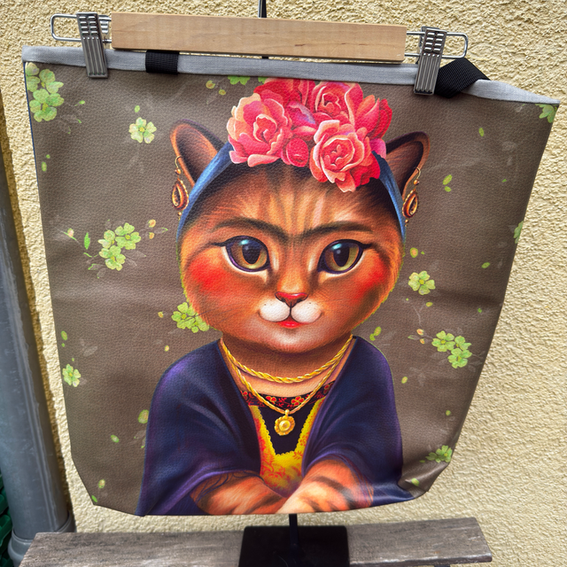 Grand sac Frida Kahlo chat similicuir 