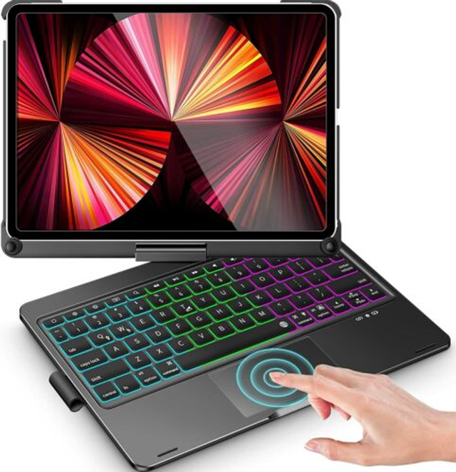 For iPad 9th 8th 7th Gen 2021 Air 3 Backlit Touchpad Keyboard Case Folio Cover Backlight