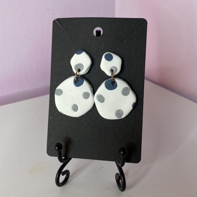 Grey Polka dot Earrings