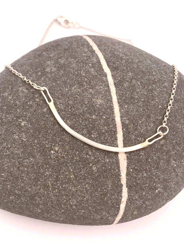 Curved bar necklace - sterling silver