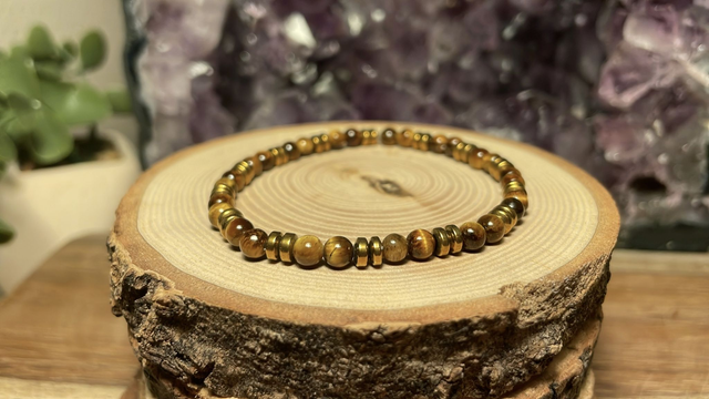 Bracelet OEIL DE TIGRE 4mm (Avec Hématites)
