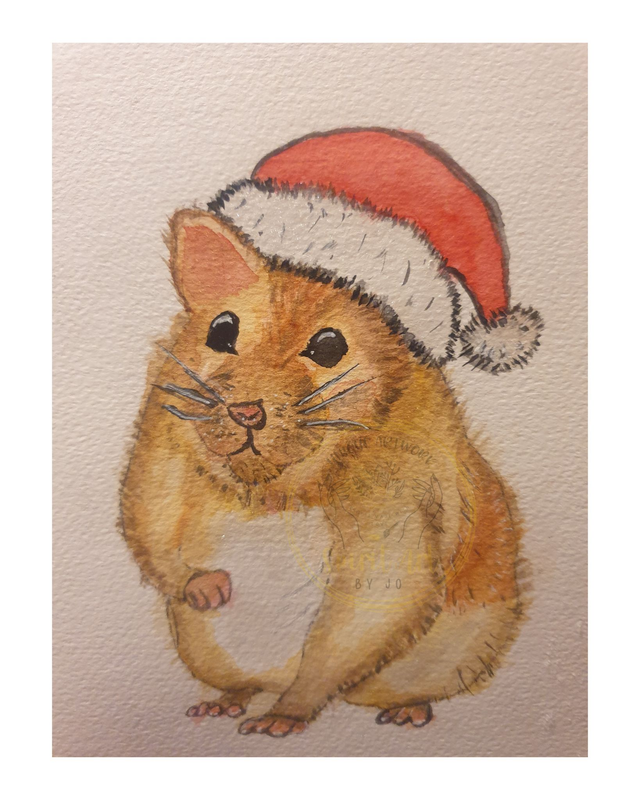Christmas Hamster ( Prints only - Original Sold)