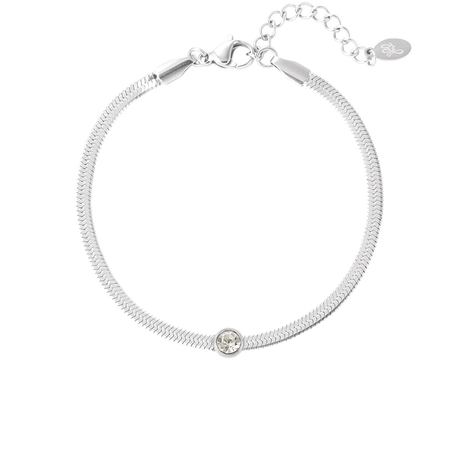 Armband schakel met diamant zilver 