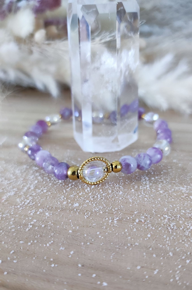 Bracelet "Anxiété" Lépidolite violette