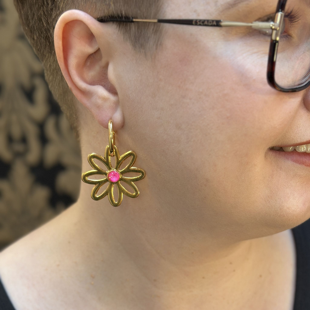 Creole FLOWER Big vergoldet Electric Pink Ignite