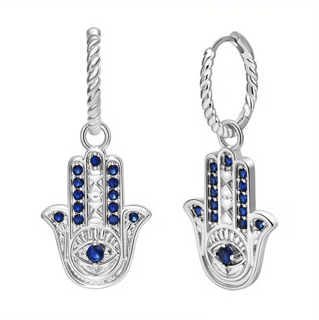 Hamsa hand charm hoops