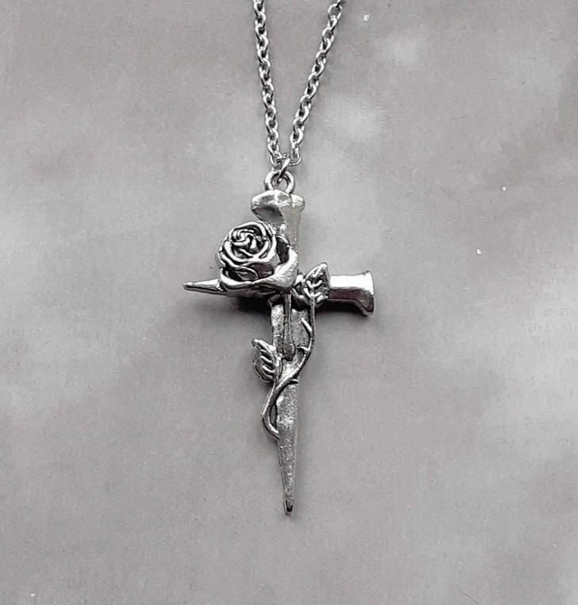 Coffin Nails Cross Necklace 