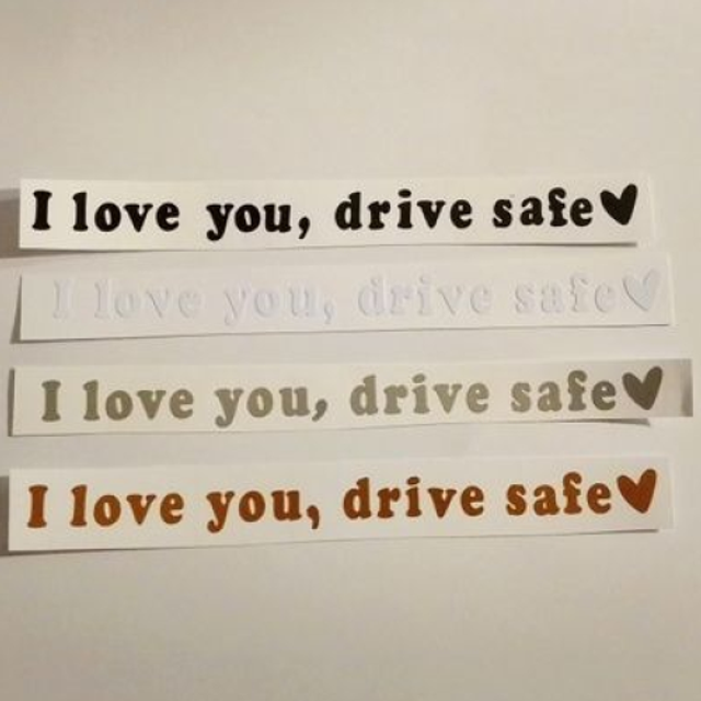 Pack of 2 I Love You, Drive Safe Car Interior Sticker With Heart Design - Car Decal - Car Sticker