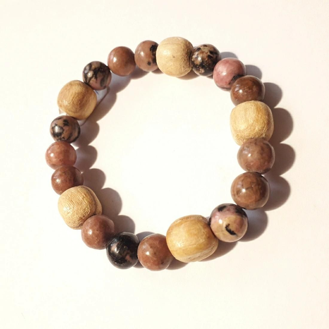 Rhodonite and Palo Santo Bracelet 